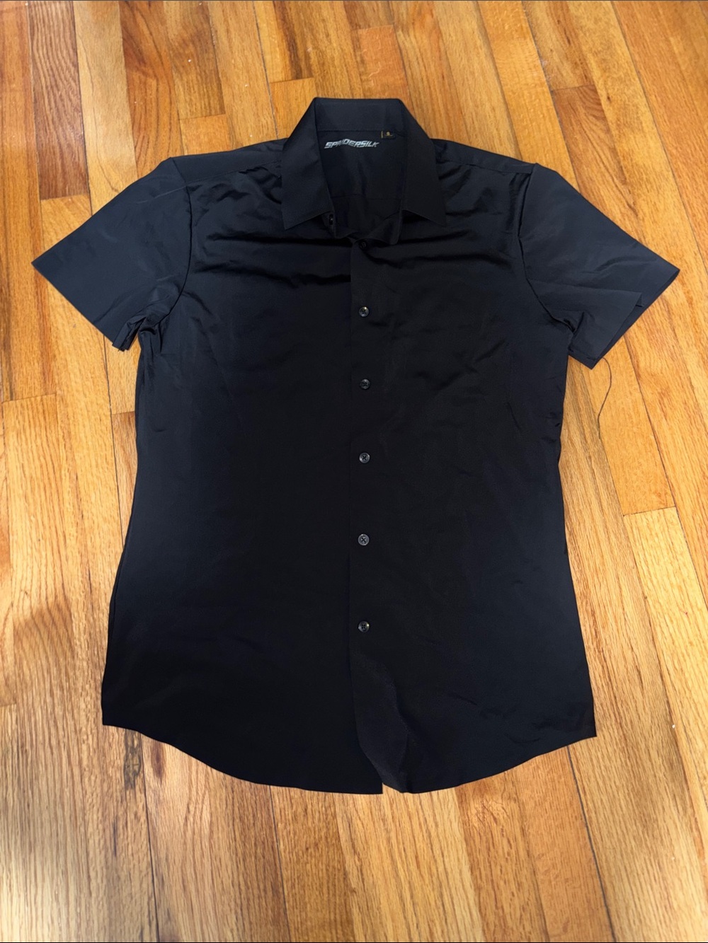 Men's Black Short-Sleeve Button-Up Shirt